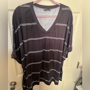 BloomChic Brown and White Striped Short Sleeve Tee